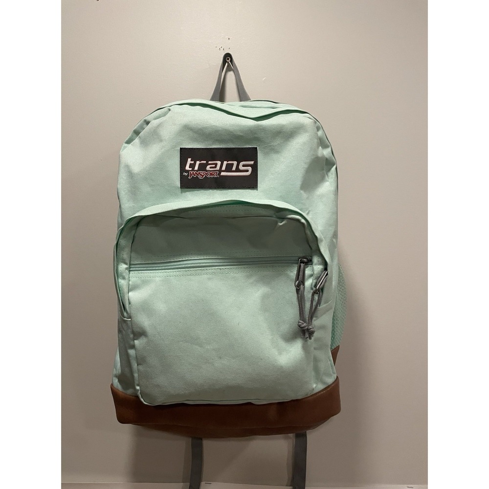 Trans by Jansport Backpack Laptop Sleeve School Bag Aqua Faux Leather Adjustable
